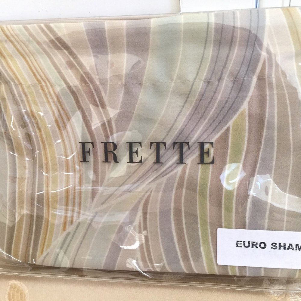 FRETTE Euro Pillow Sham Perge 1x SAGE Klepsydra Print 26x26" 100% Cotton NEW